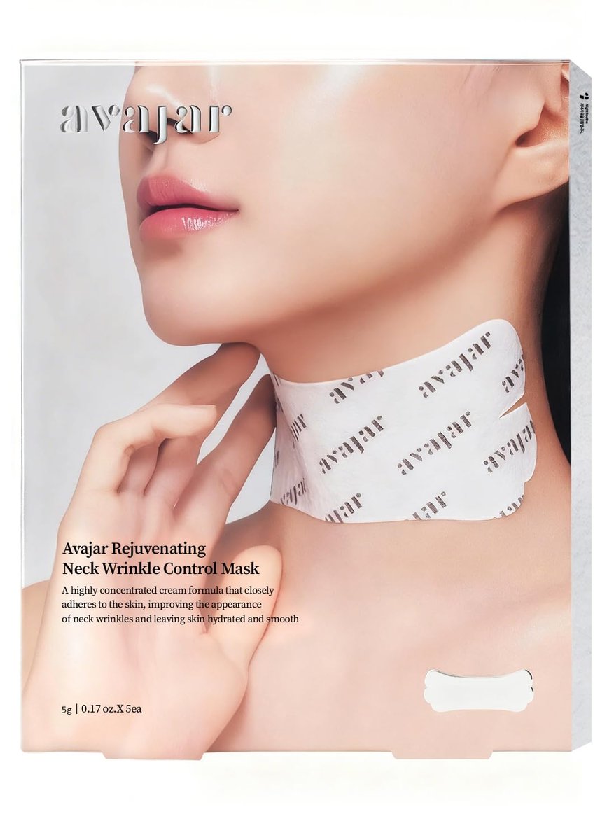 Avajar Collagen Neck Mask with PDRN, Niacinamide, Ceramide & Hyaluronic Acid – Neck Firming, Tightening & Lift Mask with Wrinkle Patches – Anti-Aging Treatment – 5-Pack Avelisse