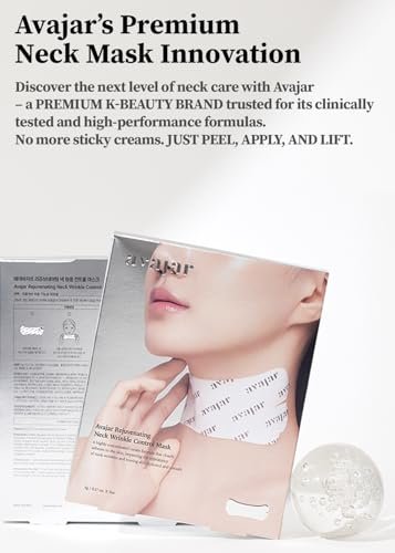 Avajar Collagen Neck Mask with PDRN, Niacinamide, Ceramide & Hyaluronic Acid – Neck Firming, Tightening & Lift Mask with Wrinkle Patches – Anti-Aging Treatment – 5-Pack Avelisse