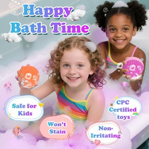 Excalla 12-Piece Bath Bombs for Kids with Surprise Mermaid Toys Inside – Handmade Shell Bubble Bath Kit, Birthday, Christmas, Easter Party Favors for Girls Ages 4-8 Avelisse