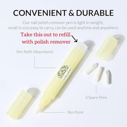 SERADIOO Nail Polish Remover Pen 3-Pack | Precision Cleaner for Nail Edges & Cuticles | Manicure Mistake Fixer for DIY Nail Art Avelisse