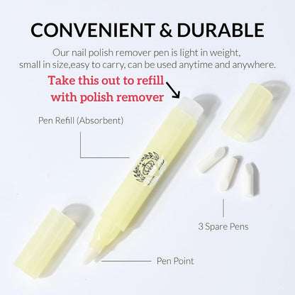 SERADIOO Nail Polish Remover Pen 3-Pack | Precision Cleaner for Nail Edges & Cuticles | Manicure Mistake Fixer for DIY Nail Art Avelisse