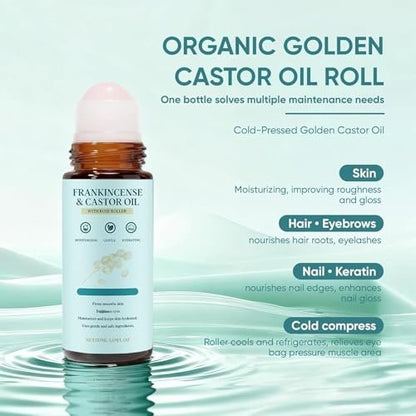 iYanoc Frankincense and Castor Oil Roll On - Cold-Pressed Soothing Moisturizing Firming Oil for Face, Neck, Abdomen - 1.69 FLOZ (2 Pack) Avelisse