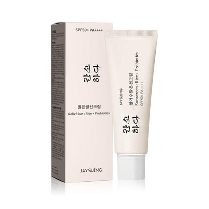 Relief Sun Organic Sunscreen SPF50+ PA++++ - Korean Rice Probiotics Sunscreen for All Skin Types, Moisturizing UV Defense 1.7 fl oz Avelisse