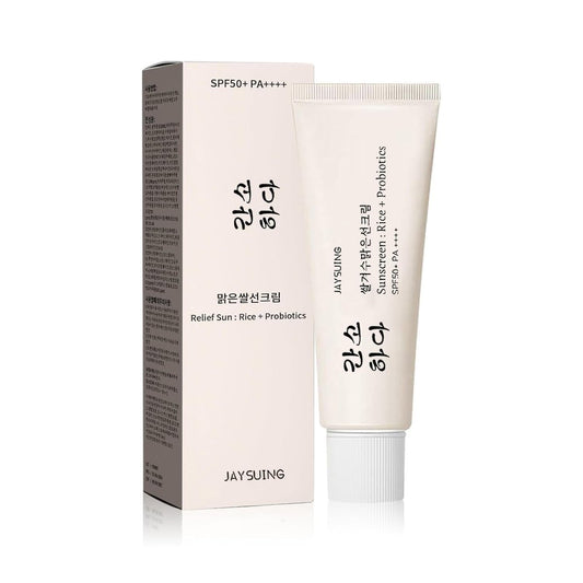 Relief Sun Organic Sunscreen SPF50+ PA++++ - Korean Rice Probiotics Sunscreen for All Skin Types, Moisturizing UV Defense 1.7 fl oz Avelisse