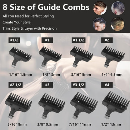 8-Piece Replacement Comb Set for Wahl 40mm Detachable T-Blade Trimmers