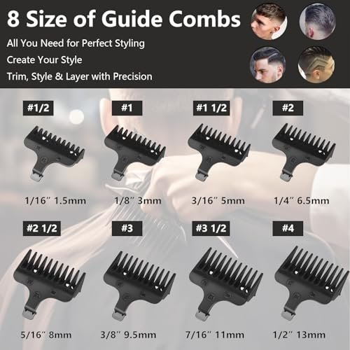 8-Piece Replacement Comb Set for Wahl 40mm Detachable T-Blade Trimmers - görsel 4