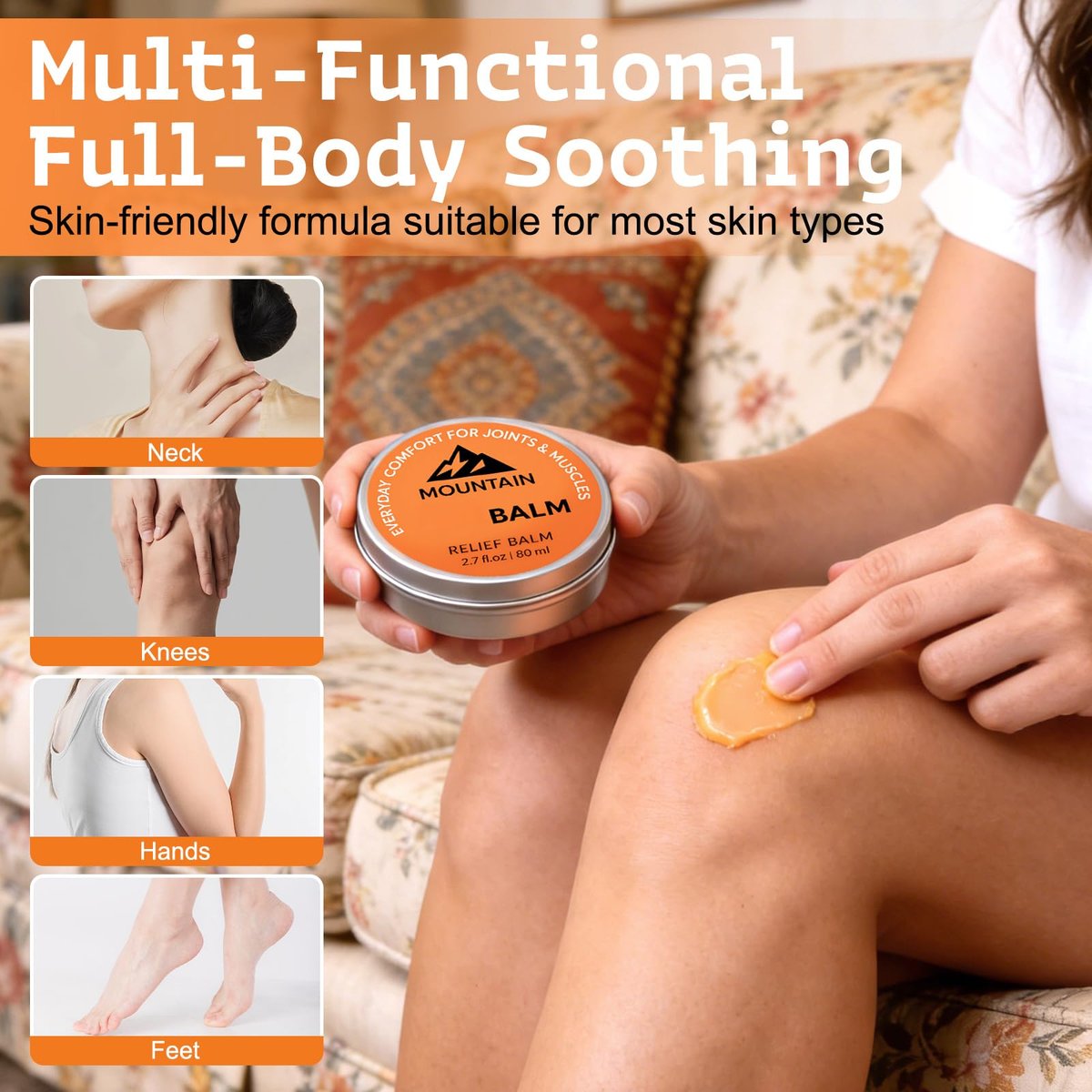 Mountain 3x Relief Balm - 2 Pack, Fast Absorbing Joint & Muscle Support Cream, Non-Greasy Formula for Knee, Foot, Back Avelisse