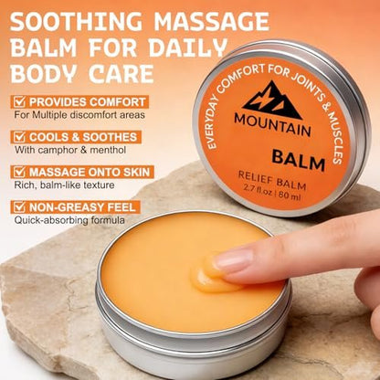 Mountain 3x Relief Balm - 2 Pack, Fast Absorbing Joint & Muscle Support Cream, Non-Greasy Formula for Knee, Foot, Back Avelisse