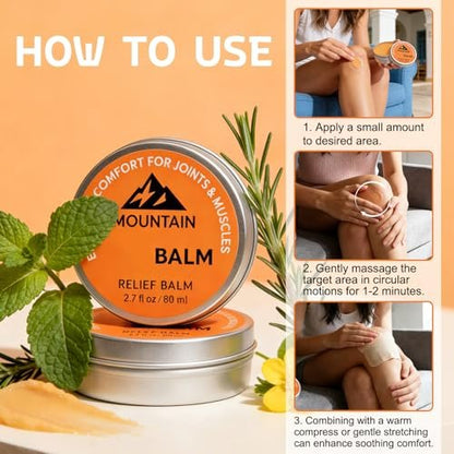 Mountain 3x Relief Balm - 2 Pack, Fast Absorbing Joint & Muscle Support Cream, Non-Greasy Formula for Knee, Foot, Back Avelisse