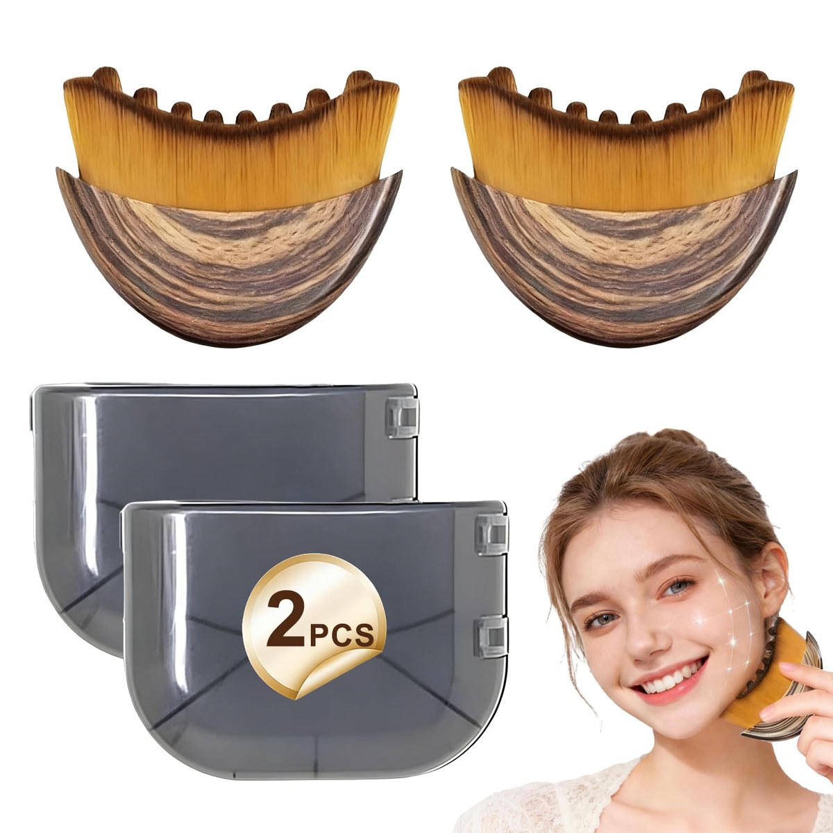 2 PCS Lymphatic Contour Face Brush - Lymphatic Drainage Massager Face Brush & Dry Brush, Ergonomically Contoured to Fit Facial Curves, Relieve Fatigue, Reduce Puffiness & Double Chin, Boost Skin Glow Avelisse