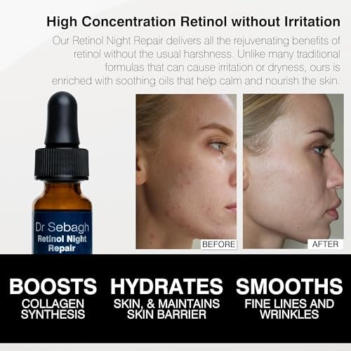 Dr Sebagh Retinol Night Repair - High-Strength Retinol Serum for Face with Vitamin E, Rosehip Oil & Squalane Avelisse