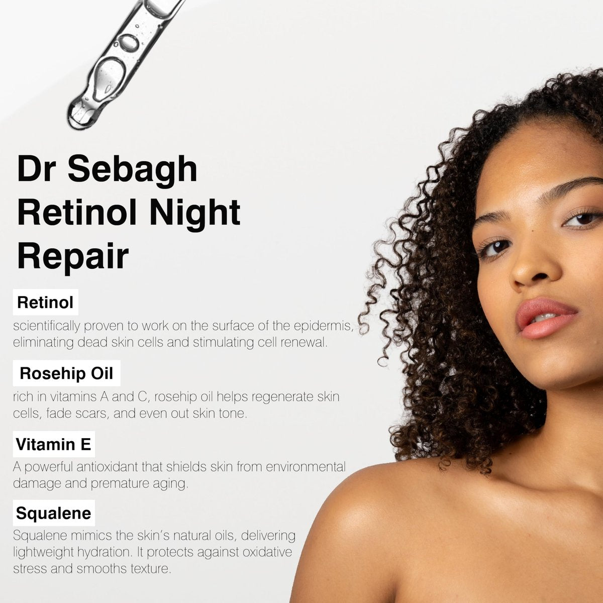 Dr Sebagh Retinol Night Repair - High-Strength Retinol Serum for Face with Vitamin E, Rosehip Oil & Squalane Avelisse