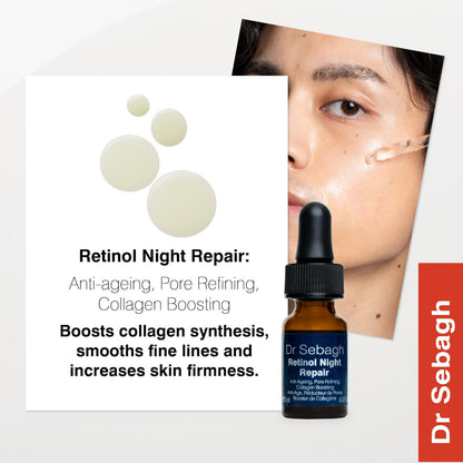 Dr Sebagh Retinol Night Repair - High-Strength Retinol Serum for Face with Vitamin E, Rosehip Oil & Squalane Avelisse