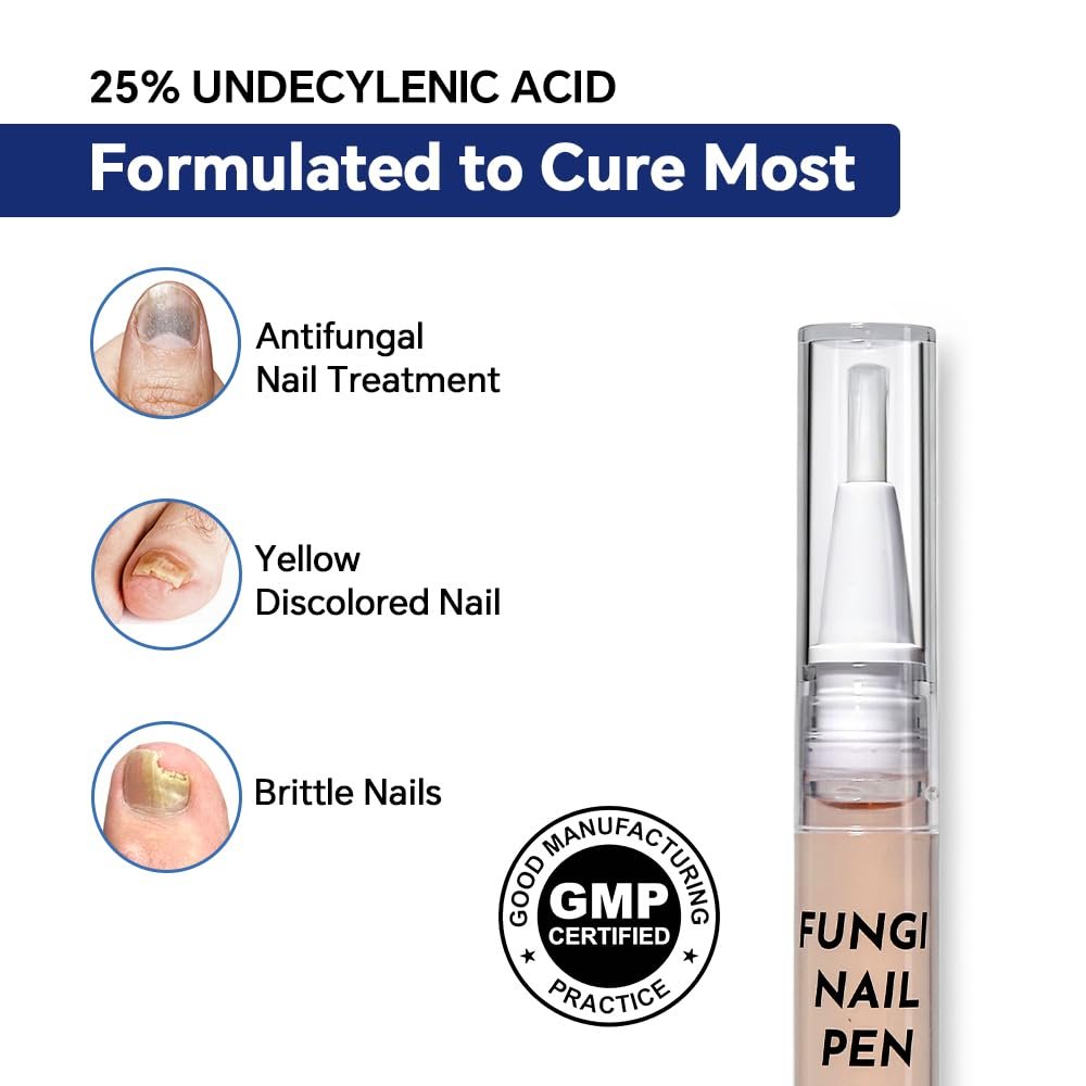 Toenail Fungus Pen - 25% Undecylenic Acid - Nail Repair for Damaged, Ingrown & Discolored Nails - 4-Pack Twist Pen - görsel 4