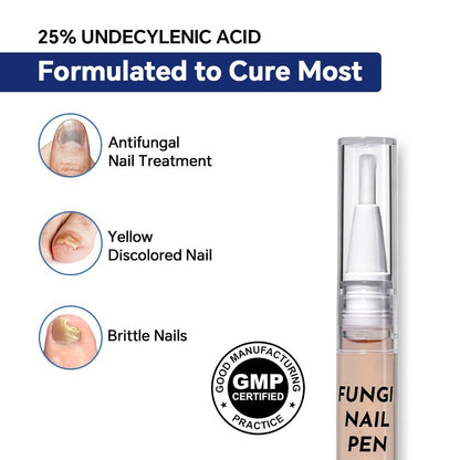 Toenail Fungus Pen - 25% Undecylenic Acid - Nail Repair for Damaged, Ingrown & Discolored Nails - 4-Pack Twist Pen