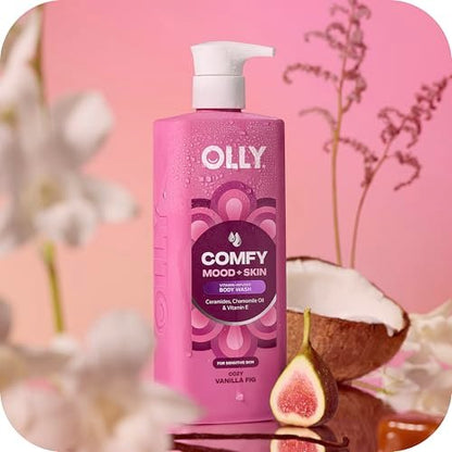 OLLY Body Wash Comfy Mood + Skin - Cozy Vanilla & Fig Scent, Hydrating & Nourishing with Ceramides, Chamomile Oil & Vitamin E, 17 Fl Oz Avelisse