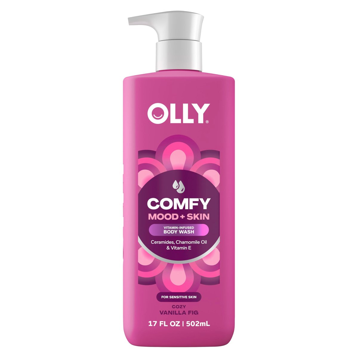 OLLY Body Wash Comfy Mood + Skin - Cozy Vanilla & Fig Scent, Hydrating & Nourishing with Ceramides, Chamomile Oil & Vitamin E, 17 Fl Oz Avelisse