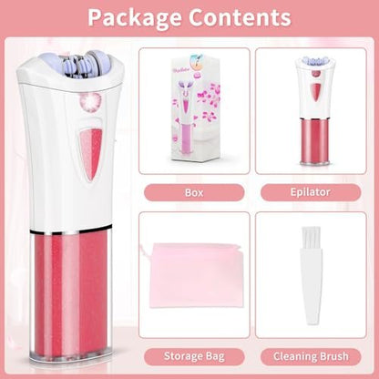2026 Upgraded Facial Epilator for Women – Cordless Electric Hair Removal with LED Light, Precise & Painless for Face, Lip, Arms, Legs, Bikini Line (Red)