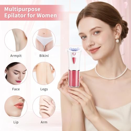 2026 Upgraded Facial Epilator for Women – Cordless Electric Hair Removal with LED Light, Precise & Painless for Face, Lip, Arms, Legs, Bikini Line (Red) - görsel 6