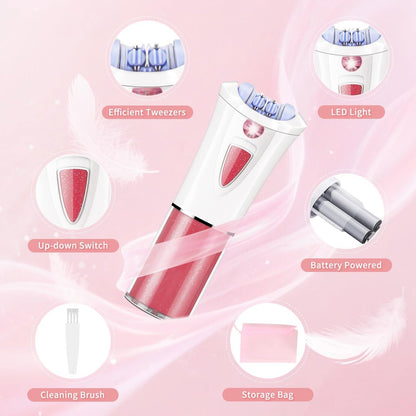 2026 Upgraded Facial Epilator for Women – Cordless Electric Hair Removal with LED Light, Precise & Painless for Face, Lip, Arms, Legs, Bikini Line (Red)