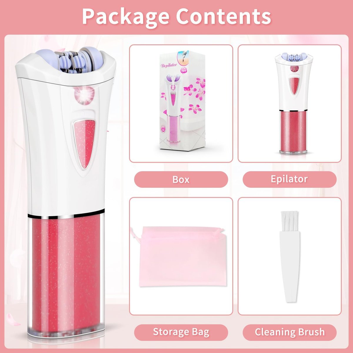 2026 Upgraded Facial Epilator for Women – Cordless Electric Hair Removal with LED Light, Precise & Painless for Face, Lip, Arms, Legs, Bikini Line (Red) - görsel 15