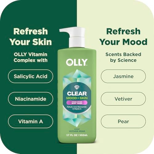 OLLY Body Wash Clear Mood + Skin with Salicylic Acid, Niacinamide & Vitamin A for Smoother Skin, 17 Fl Oz - görsel 8