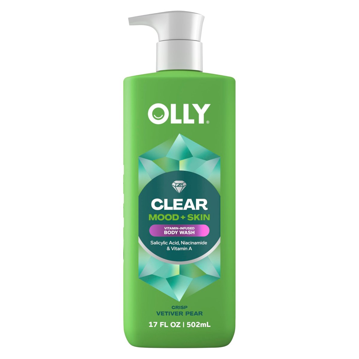 OLLY Body Wash Clear Mood + Skin with Salicylic Acid, Niacinamide & Vitamin A for Smoother Skin, 17 Fl Oz - görsel 1