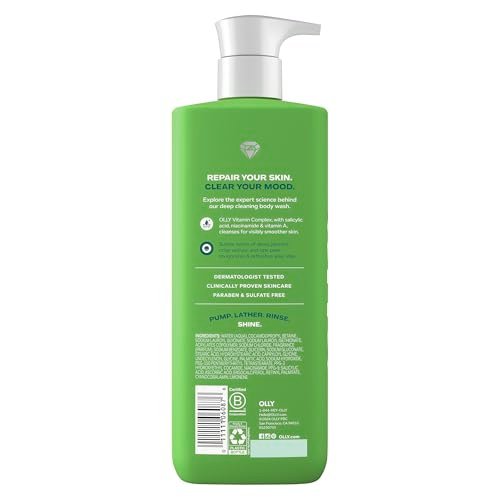 OLLY Body Wash Clear Mood + Skin with Salicylic Acid, Niacinamide & Vitamin A for Smoother Skin, 17 Fl Oz - görsel 4
