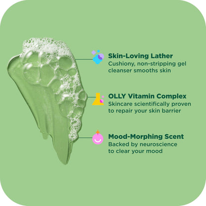 OLLY Body Wash Clear Mood + Skin with Salicylic Acid, Niacinamide & Vitamin A for Smoother Skin, 17 Fl Oz