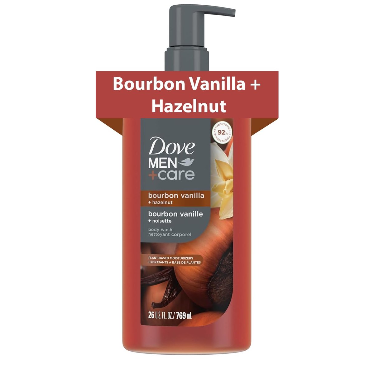 DOVE MEN + CARE Bourbon Vanilla + Hazelnut Moisturizing Body Wash – Sulfate Free, Paraben Free, Dye Free – 26 oz Avelisse