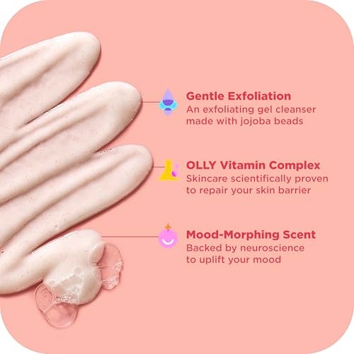 OLLY Exfoliating Body Wash Happy Mood + Skin - Jojoba Beads, Pineapple Enzymes & Vitamin C for Softer, Glowing Skin - 17 Fl Oz - görsel 6