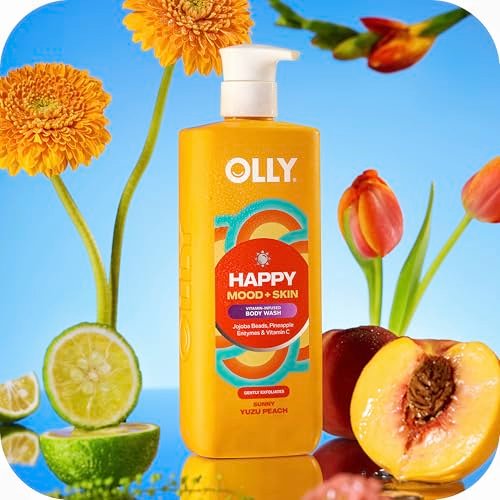 OLLY Exfoliating Body Wash Happy Mood + Skin - Jojoba Beads, Pineapple Enzymes & Vitamin C for Softer, Glowing Skin - 17 Fl Oz - görsel 12