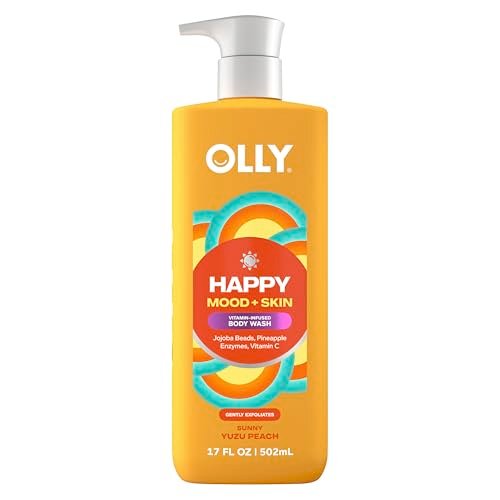 OLLY Exfoliating Body Wash Happy Mood + Skin - Jojoba Beads, Pineapple Enzymes & Vitamin C for Softer, Glowing Skin - 17 Fl Oz - görsel 2