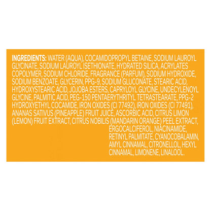 OLLY Exfoliating Body Wash Happy Mood + Skin - Jojoba Beads, Pineapple Enzymes & Vitamin C for Softer, Glowing Skin - 17 Fl Oz