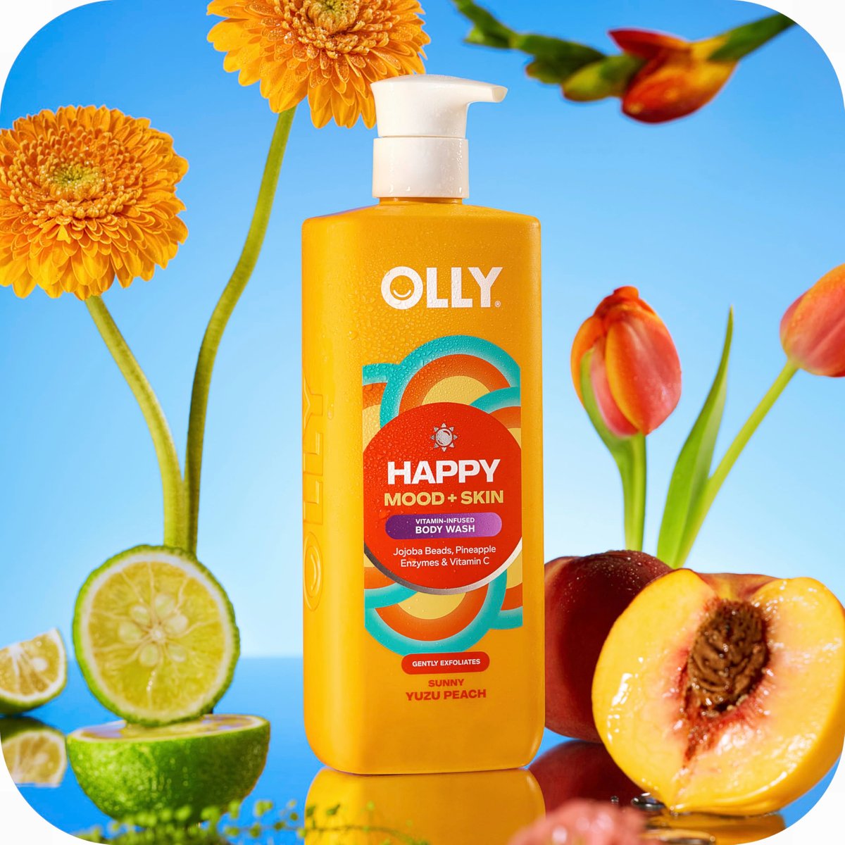 OLLY Exfoliating Body Wash Happy Mood + Skin - Jojoba Beads, Pineapple Enzymes & Vitamin C for Softer, Glowing Skin - 17 Fl Oz - görsel 11