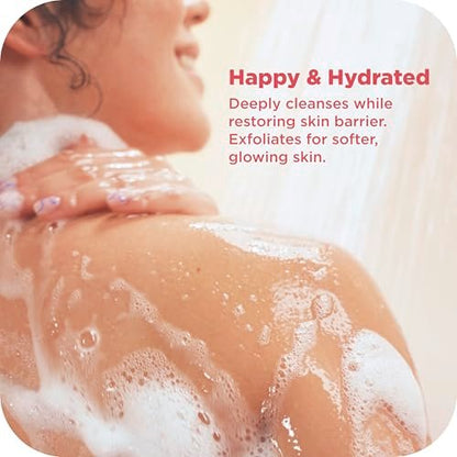 OLLY Exfoliating Body Wash Happy Mood + Skin - Jojoba Beads, Pineapple Enzymes & Vitamin C for Softer, Glowing Skin - 17 Fl Oz