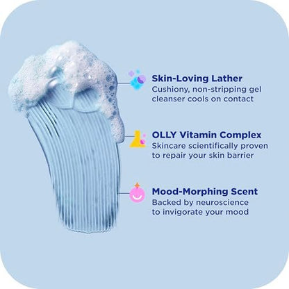 OLLY Body Wash Cool Mood + Skin - Hydrating & Cooling Body Wash with Arnica & Vitamin B12, 17 Fl Oz
