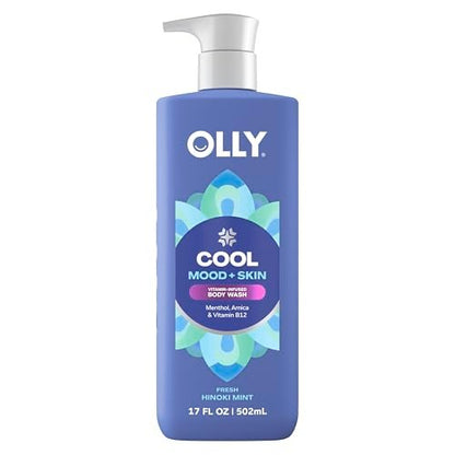 OLLY Body Wash Cool Mood + Skin - Hydrating & Cooling Body Wash with Arnica & Vitamin B12, 17 Fl Oz