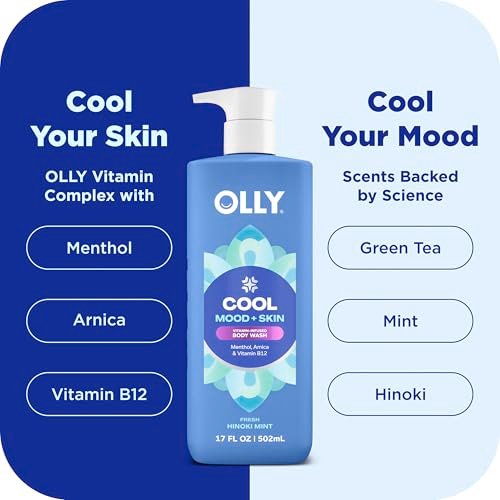 OLLY Body Wash Cool Mood + Skin - Hydrating & Cooling Body Wash with Arnica & Vitamin B12, 17 Fl Oz - görsel 8