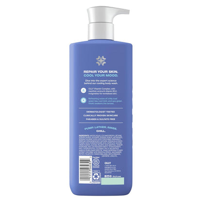 OLLY Body Wash Cool Mood + Skin - Hydrating & Cooling Body Wash with Arnica & Vitamin B12, 17 Fl Oz