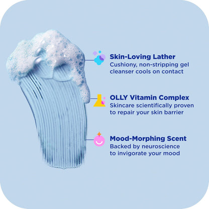 OLLY Body Wash Cool Mood + Skin - Hydrating & Cooling Body Wash with Arnica & Vitamin B12, 17 Fl Oz