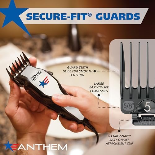 Wahl USA Anthem Classic Haircutting Kit – Corded Hair Clipper for Men with No-Snag Blades, Powerful POWERDRIVE Motor & Adjustable Fade Lever – Model 3029140 Avelisse