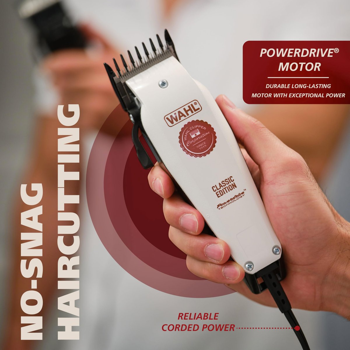 Wahl USA Classic Edition Corded Hair Clippers & Cordless Trimmer - POWERDRIVE Motor for Smooth Haircutting - Model 3029167 Avelisse