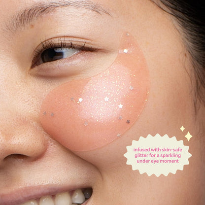 The Crème Shop Gelly Brightening Under Eye Patches - 60 Count (30 Pairs) Hydrogel Eye Masks with PDRN & Strawberry Extract for Depuffing and Hydrating Avelisse