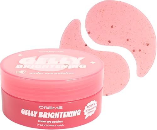 The Crème Shop Gelly Brightening Under Eye Patches - 60 Count (30 Pairs) Hydrogel Eye Masks with PDRN & Strawberry Extract for Depuffing and Hydrating Avelisse