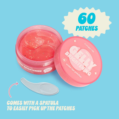 The Crème Shop Gelly Brightening Under Eye Patches - 60 Count (30 Pairs) Hydrogel Eye Masks with PDRN & Strawberry Extract for Depuffing and Hydrating Avelisse