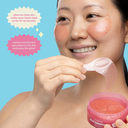The Crème Shop Gelly Brightening Under Eye Patches - 60 Count (30 Pairs) Hydrogel Eye Masks with PDRN & Strawberry Extract for Depuffing and Hydrating Avelisse