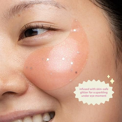 The Crème Shop Gelly Brightening Under Eye Patches - 60 Count (30 Pairs) Hydrogel Eye Masks with PDRN & Strawberry Extract for Depuffing and Hydrating Avelisse