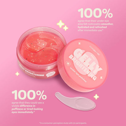The Crème Shop Gelly Brightening Under Eye Patches - 60 Count (30 Pairs) Hydrogel Eye Masks with PDRN & Strawberry Extract for Depuffing and Hydrating Avelisse