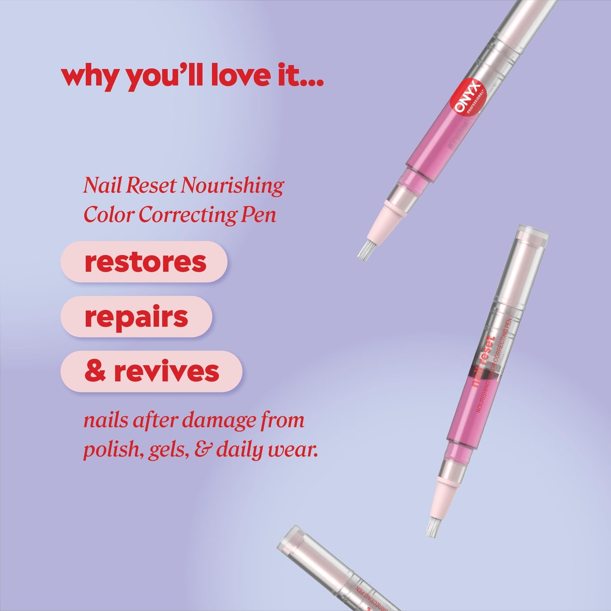Onyx Professional Nail Repair Pen - Light Pink Tint - Restore Damaged Nails from Gel & Acrylics, 0.13 fl oz Avelisse